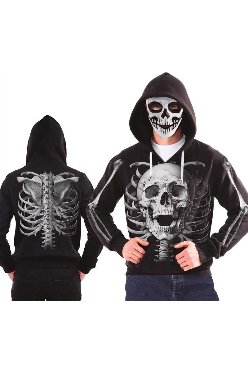 SKELETON HOODIE WITH MASK, ADULT, 52 - 54 (L)