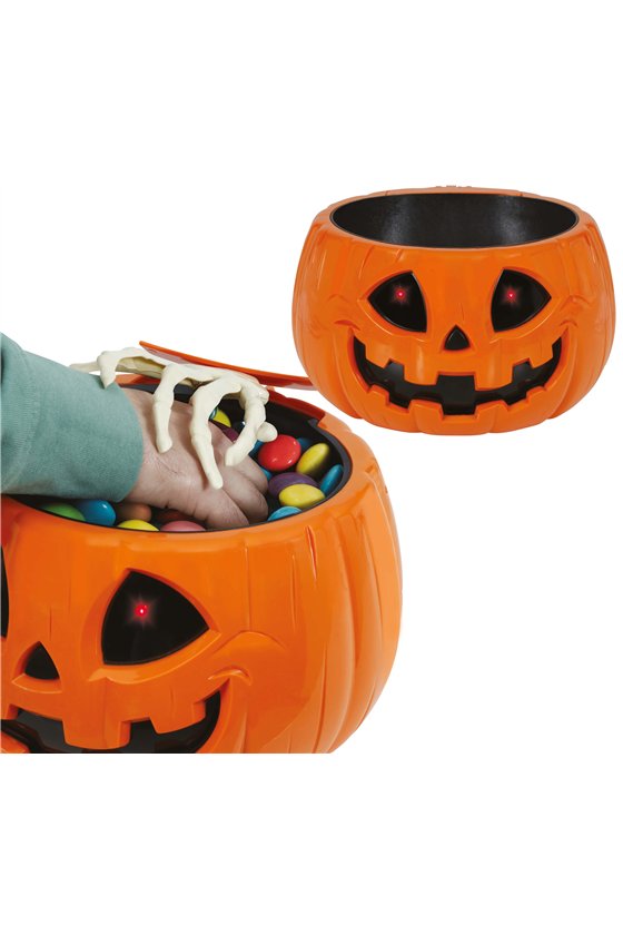 PUMPKIN BOWL WITH LIGHT, SOUND AND MOVEMENT, 15 CM