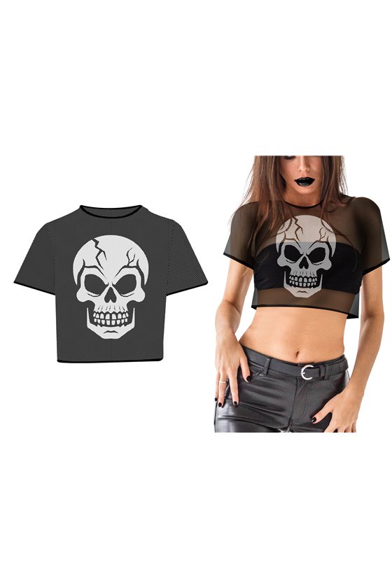 SKULL CROP TOP T-SHIRT