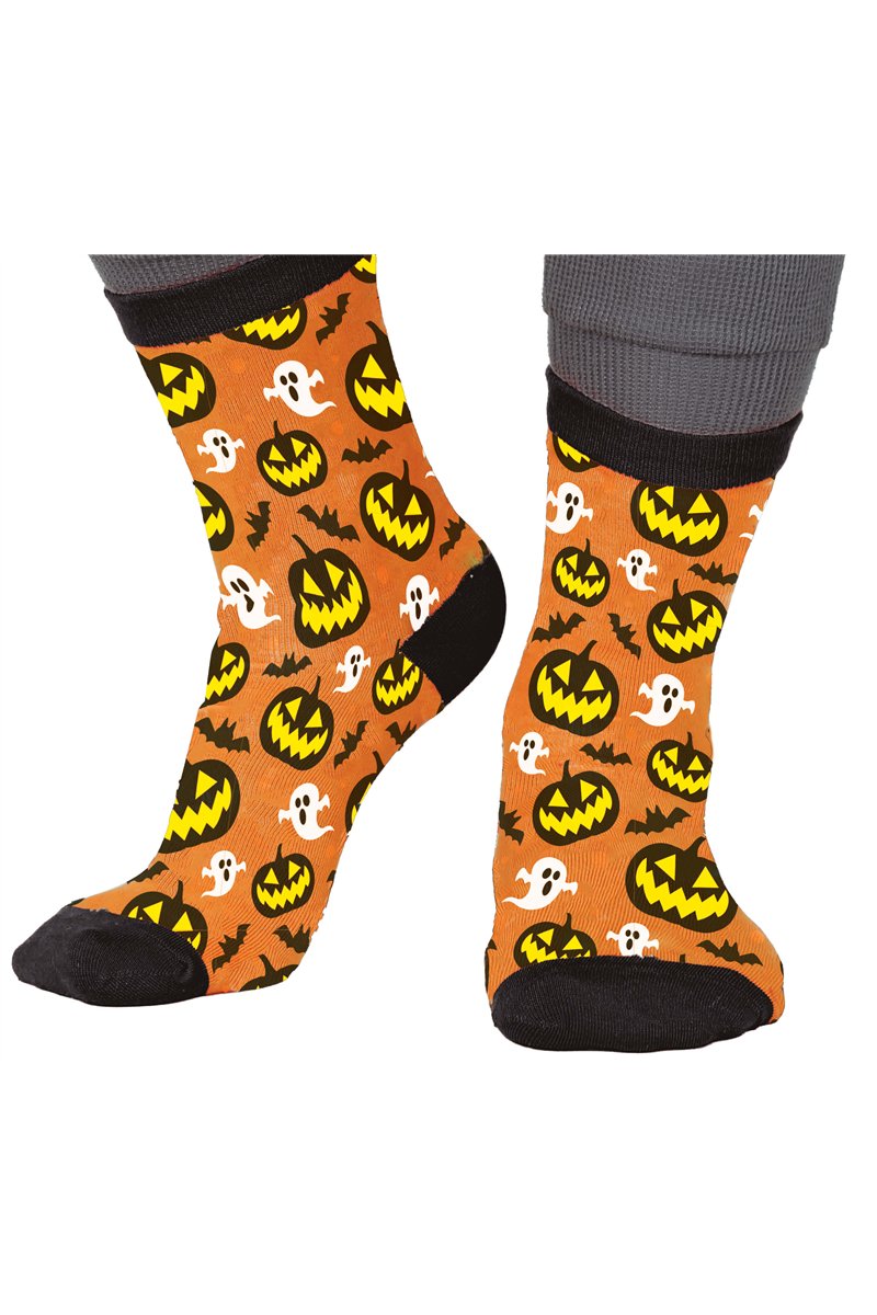 PUMPKINS AND GHOSTS HALLOWEEN SOCKS, SIZE 28-35