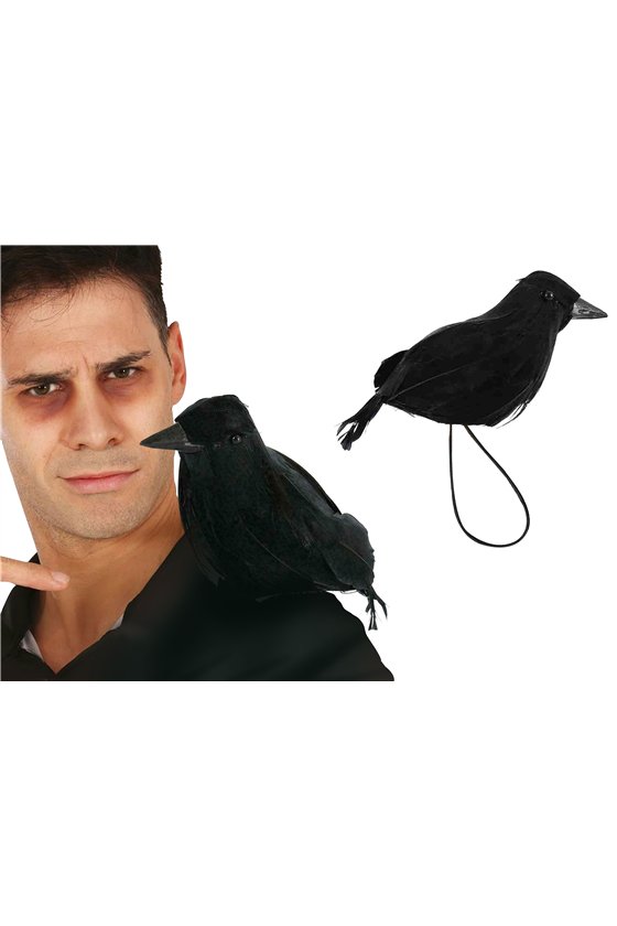RAVEN WITH SHOULDER STRAP, 15 CM