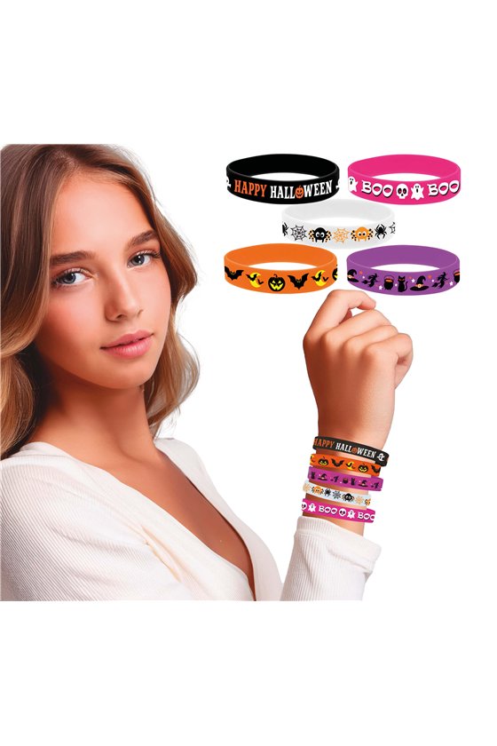 BAG OF 5 HALLOWEEN SILICONE BRACELETS ASSORTED