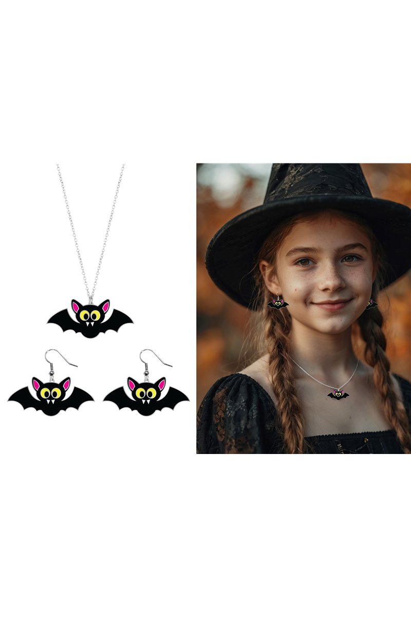 EARRINGS AND NECKLACE HALLOWEEN SET, BATS