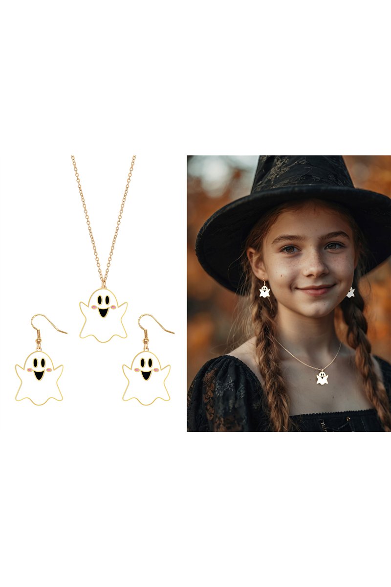 EARRINGS AND NECKLACE HALLOWEEN SET, GHOST