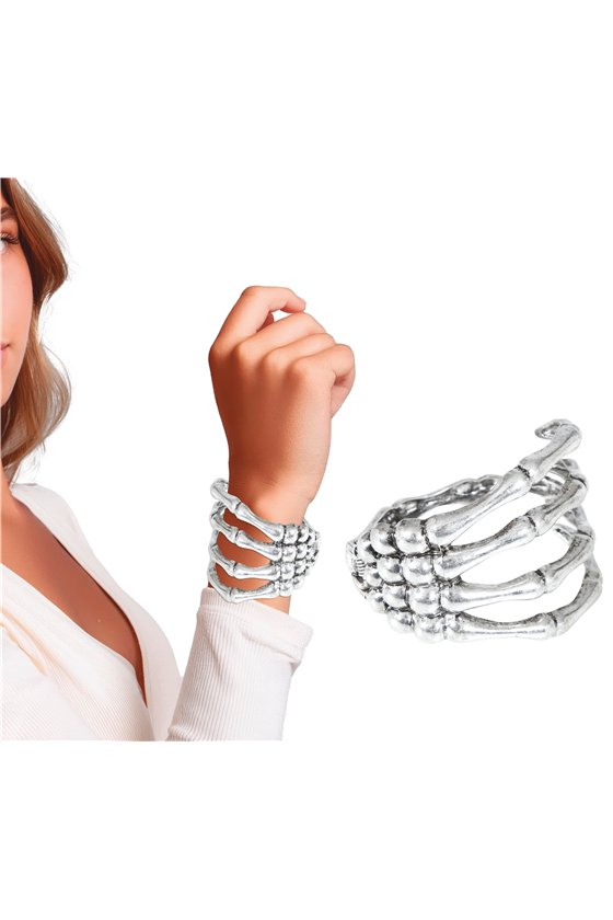 SKELETON BRACELET, METALIC, SILVER