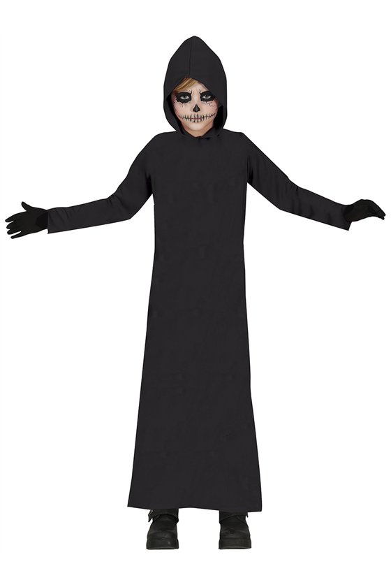 TUNIC WITH HOOD, BLACK, CHILDREN, 7-9 YEARS