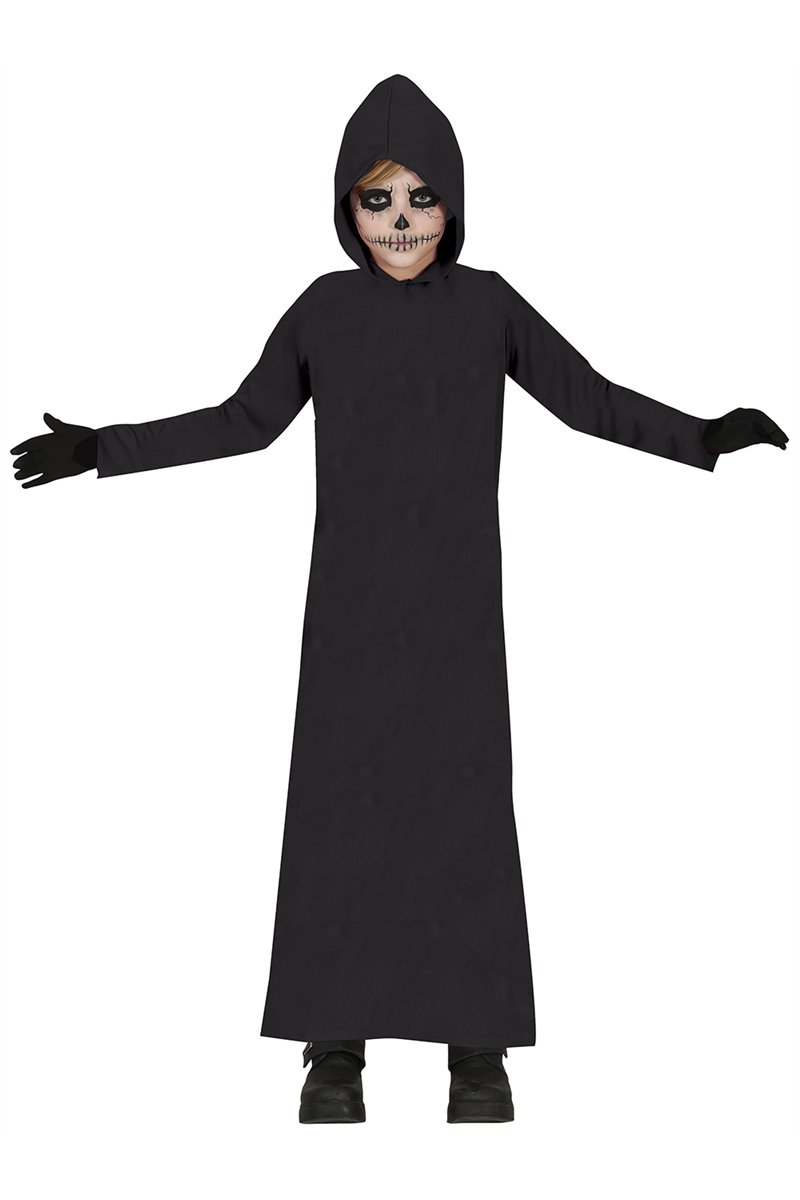 TUNIC WITH HOOD, BLACK, CHILDREN, 7-9 YEARS