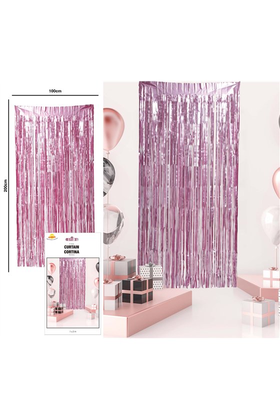 PINK MATT METALLIC CURTAIN 100X200 CMS