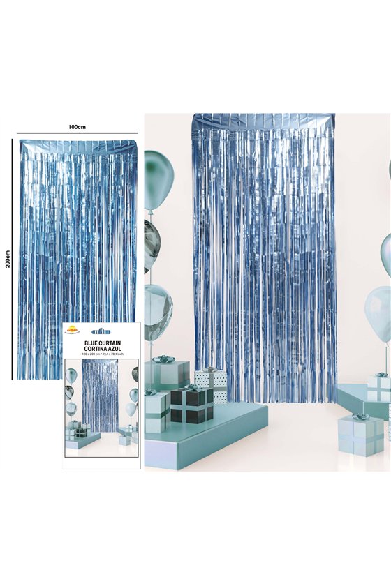 BLUE MATT METALLIC CURTAIN 100X200 CMS