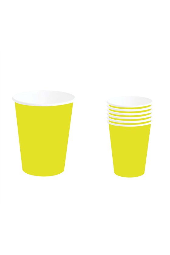 BAG: 6 YELLOW NEON GLASSES 240 ML 9 CMS