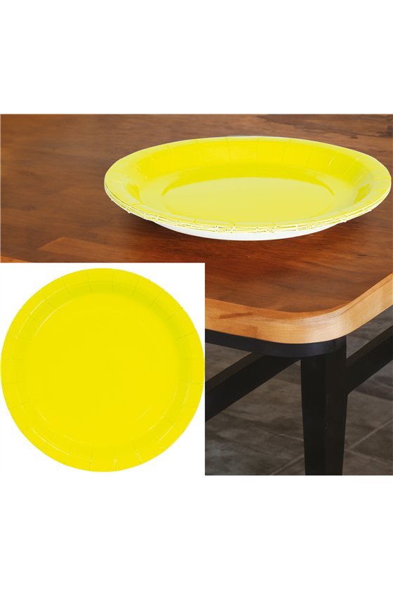 BAG 6 NEON YELLOW PLATES 23 CMS