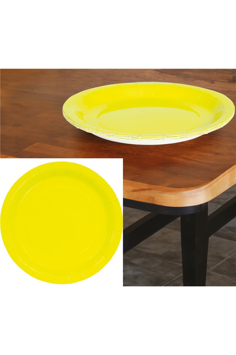 BAG 6 NEON YELLOW PLATES 23 CMS