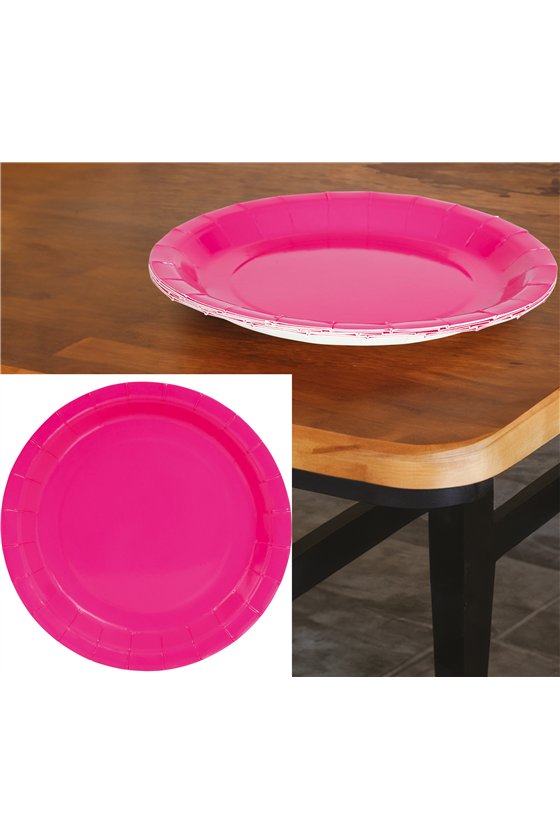 BAG OF 6 NEON PLATES FUCHSIA 23 CMS
