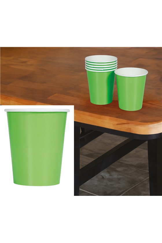 BAG: 6 GREEN NEON GLASSES 240 ML 9 CMS