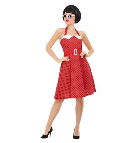 50s Rockabilly Pin Up Costume, Red