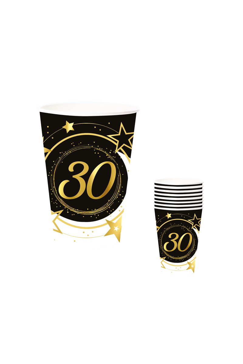BAG OF 6 GLASSES 30 YEARS 240 ML 9 CMS