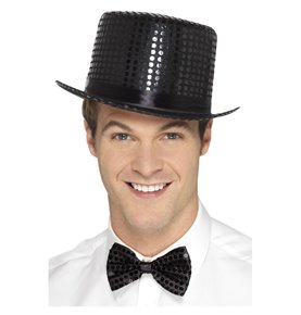 Sequin Top Hat, Black