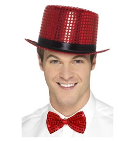 Sequin Top Hat, Red