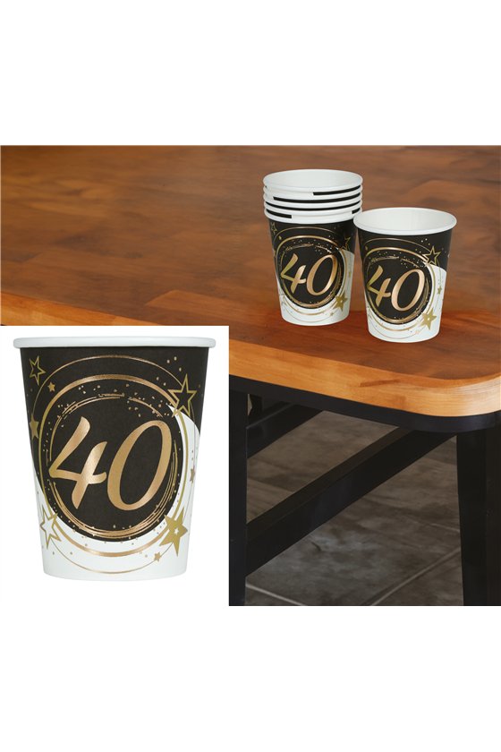BAG OF 6 GLASSES 40 YEARS 240 ML 9 CMS