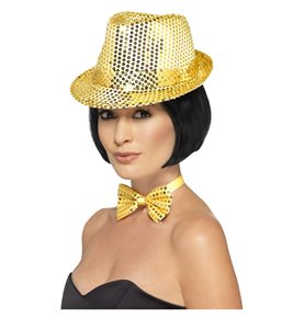 Sequin Trilby Hat, Gold