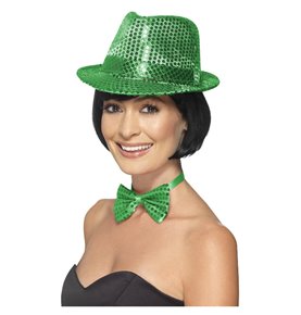 Sequin Trilby Hat, Green