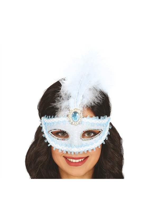 BLUE MASK WITH FEATHER
