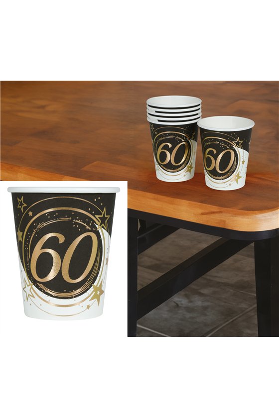 BAG OF 6 GLASSES 60 YEARS 240 ML 9 CMS