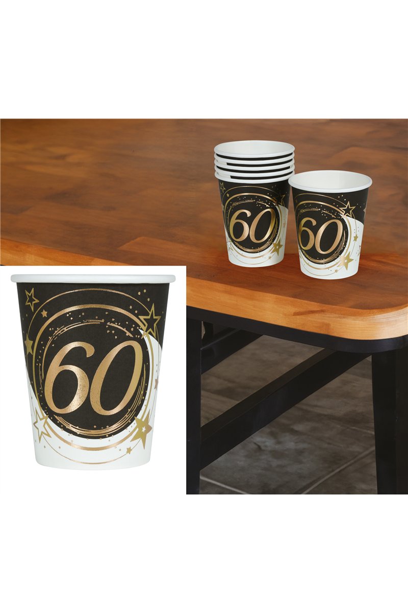 BAG OF 6 GLASSES 60 YEARS 240 ML 9 CMS