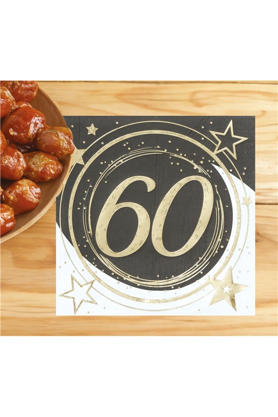 BAG OF 20 NAPKINS 60 YEARS OLD 16X16 CMS