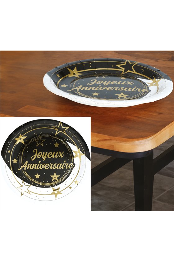 BAG 6 JOYEUX ANNIVERSAIRE PLATES 23 CMS