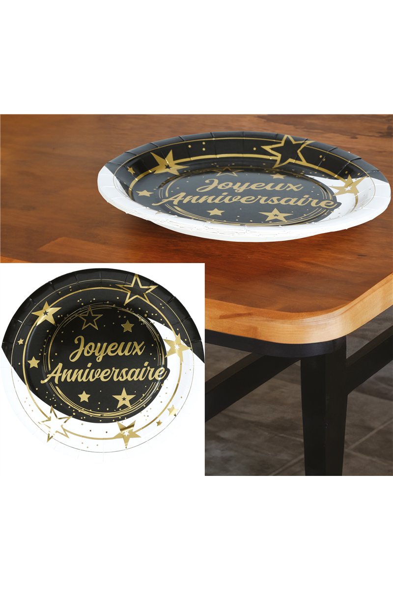 BAG 6 JOYEUX ANNIVERSAIRE PLATES 23 CMS
