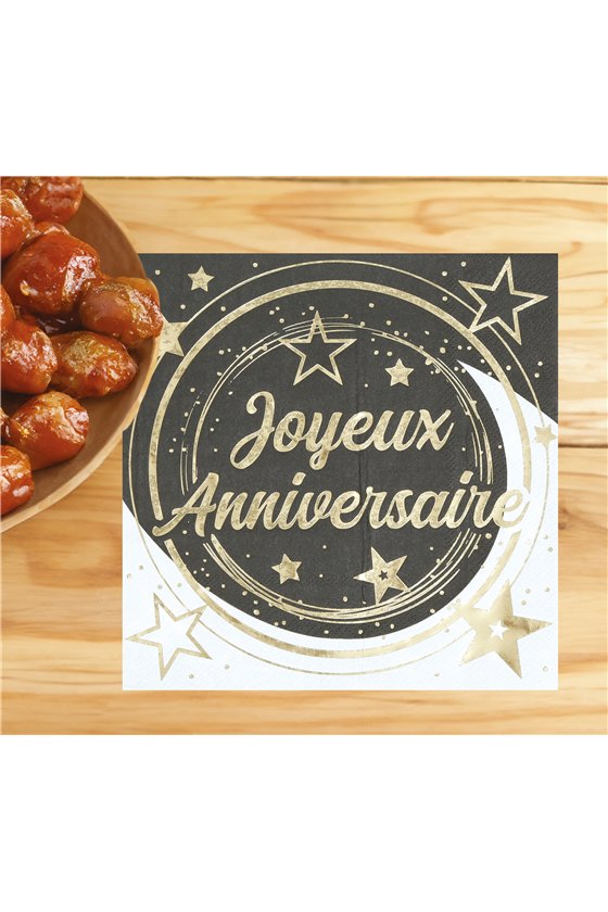 BAG 20 JOYEUX ANNIVERSAIRE NAPKINS 16X16 CMS