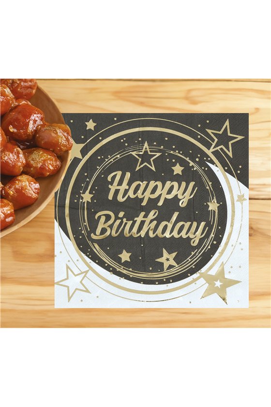 BAG 20 NAPKINS HAPPY BIRTHDAY NAPKINS 16X16 CMS