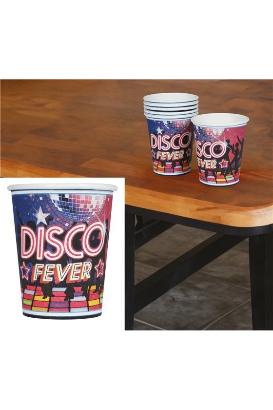 BAG 6 DISCO FEVER CUPS, 240 ML 9 CMS.