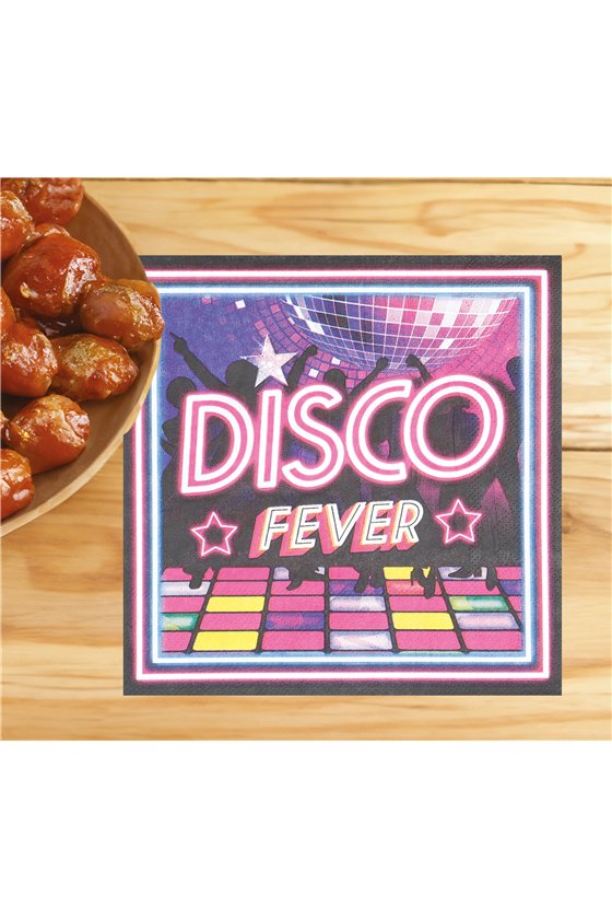 BAG 12  DISCO FEVER NAPKINS, 16X16 CMS