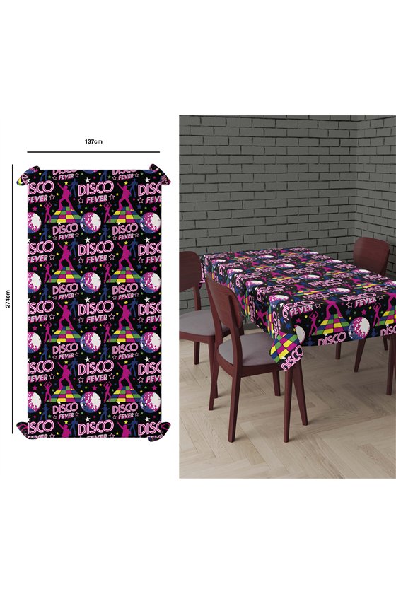 DISCO FEVER TABLECLOTH, 137X274 CMS.