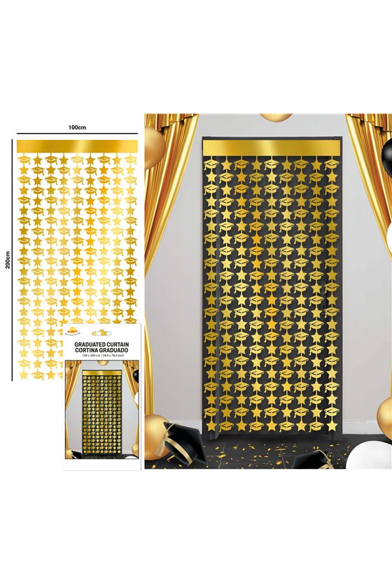 GRADUATION TINSEL CURTAIN, 100X200 CMS.