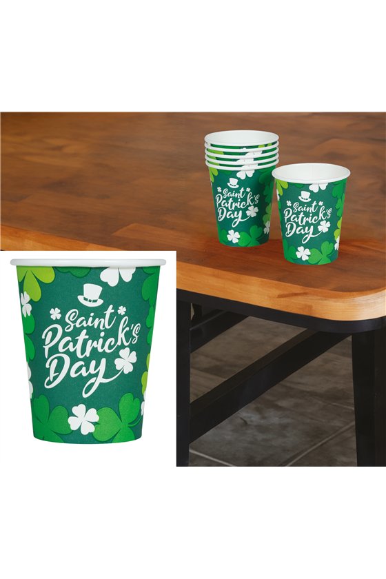 BAG 6 CUPS SANT PATRICK'S 240 ML 9 CMS
