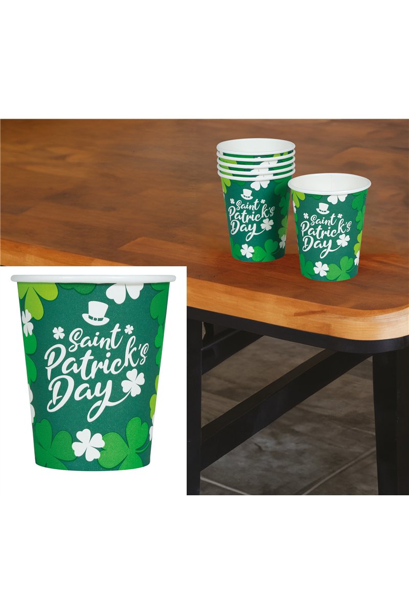 BAG 6 CUPS SANT PATRICK'S 240 ML 9 CMS