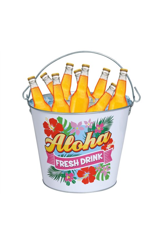 METAL BUCKET "ALOHA" 19X23 CM