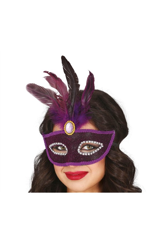 PURPLE MASK WITH PURPLE FEATHER