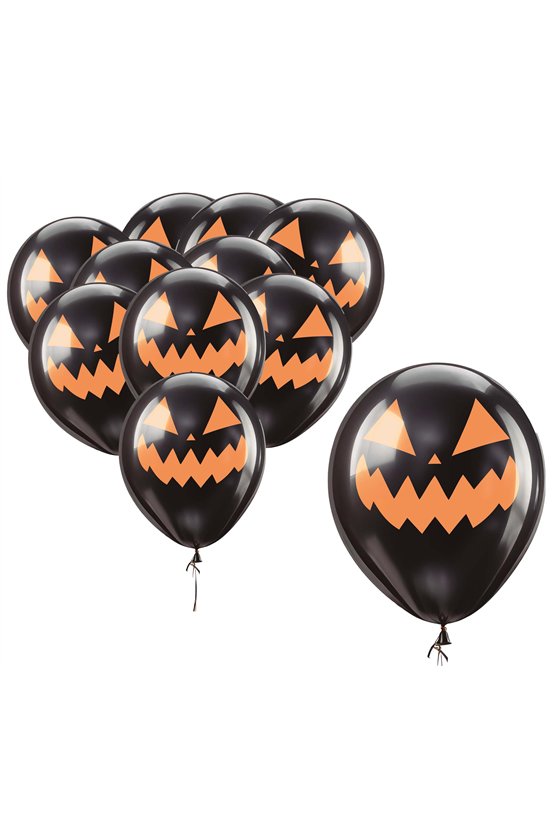 BAG 10 BLACK PUMPKIN BALLOONS 30 CM