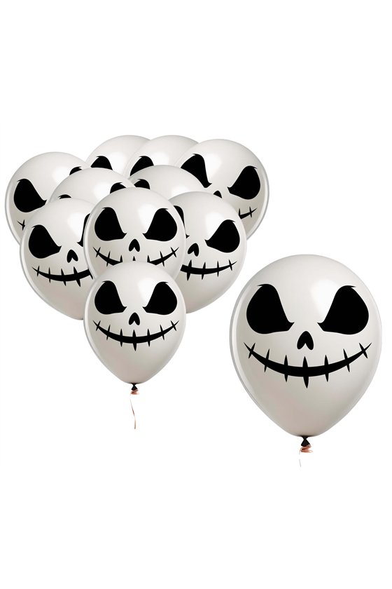 BAG 10 WHITE GHOST BALLOONS 30 CM