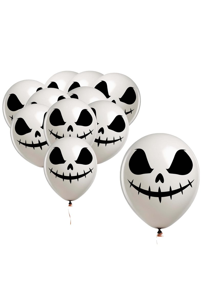 BAG 10 WHITE GHOST BALLOONS 30 CM