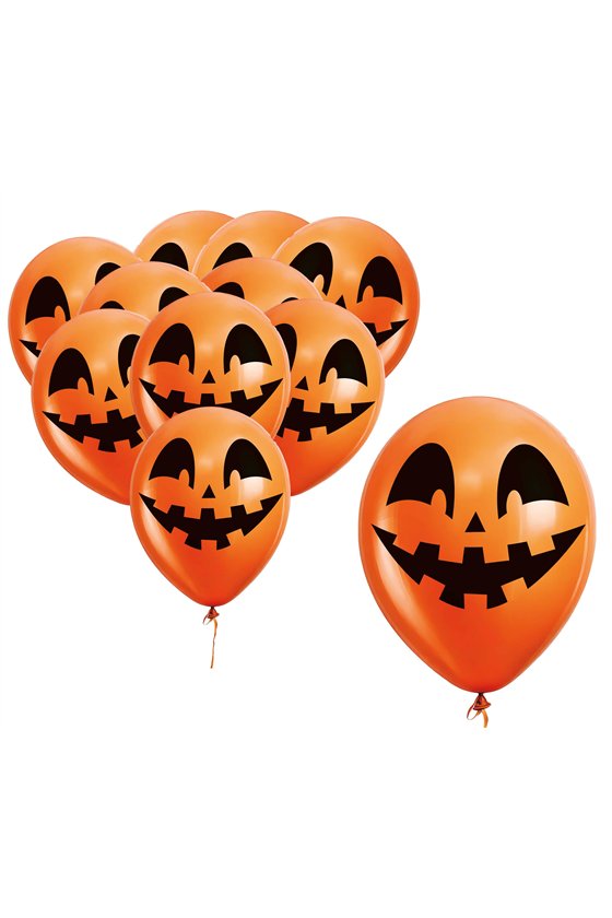BAG 10 ORANGE PUMPKIN BALLOONS 30 CM