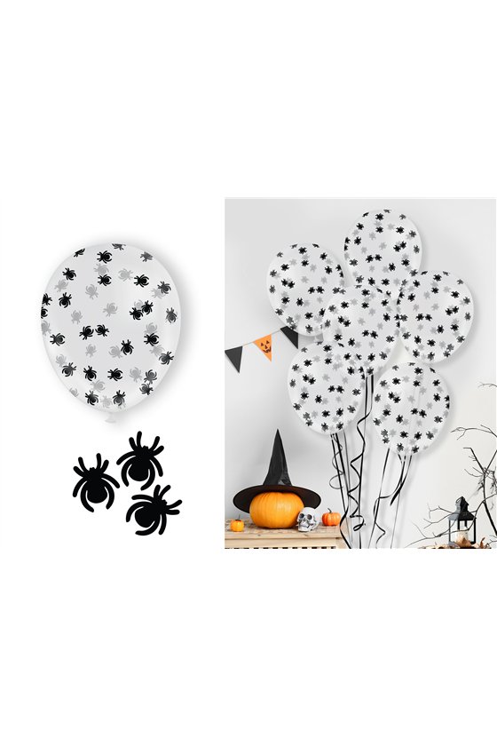 BAG OF 10 BALLOONS WITH CONFETTI SPIDER