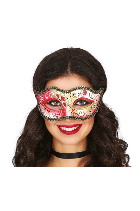 RED PAINTED VENETIAN MASK