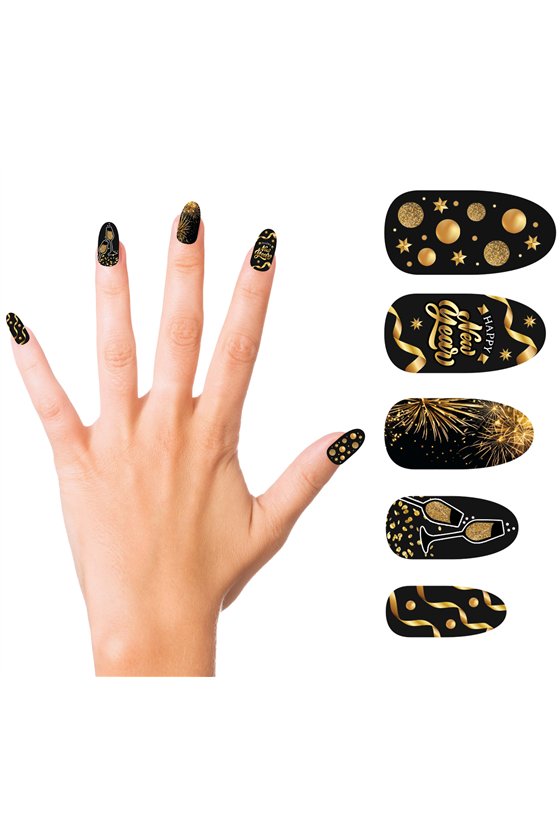 12 HAPPY NEW YEAR NAILS WITH ADHESIVE