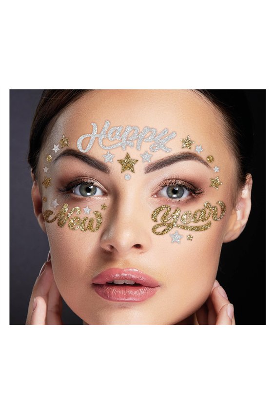 HAPPY NEW YEAR ADHESIVE FACIAL JEWELRY