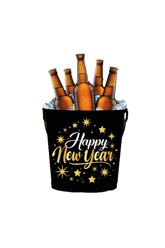 HAPPY NEW YEAR METAL BUCKET 19X23 CM